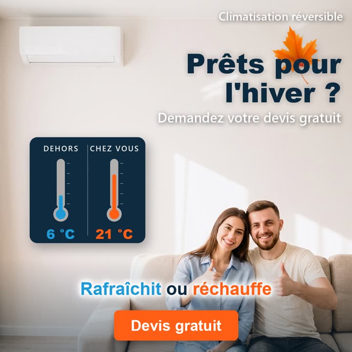 Prêts pour l'hiver ? Couple souriant pouces levés, demandez votre devis gratuit